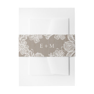Burap and Lace Wedding Belly Bands Invitation Belly Band
