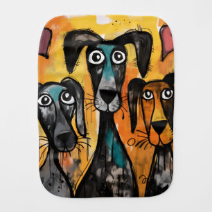 Burb Cloth Baby Animal Colorful Hearts Dog