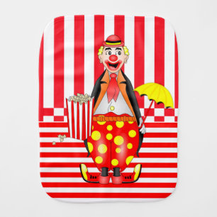 Burb Cloth Baby Cute Red Clown Popcorn Fun