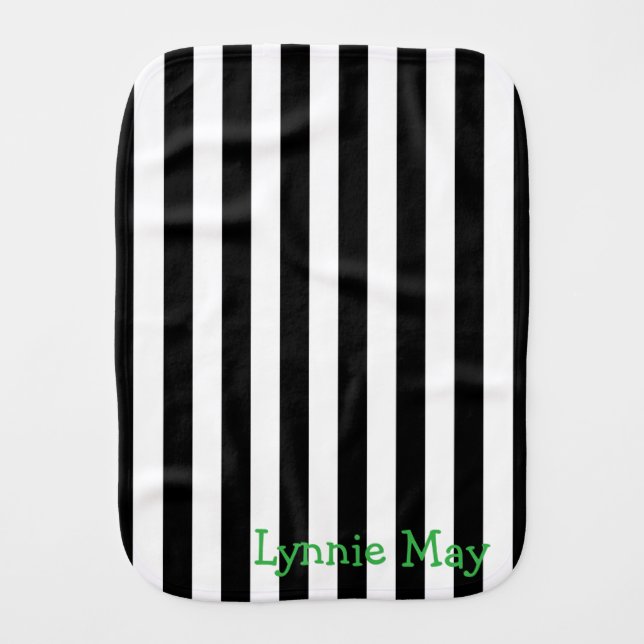 Burb Cloth Baby Stripe Black & White  (Front)