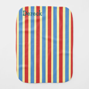 Burb Cloth Baby Stripe Blue & Red Light Yellow
