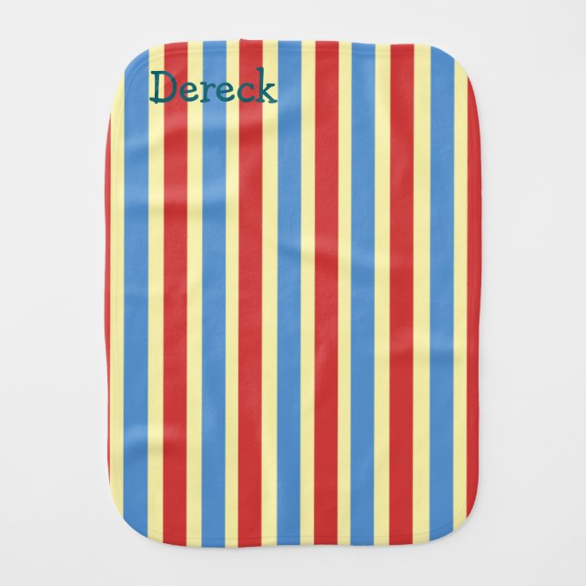Burb Cloth Baby Stripe Blue & Red Light Yellow (Front)