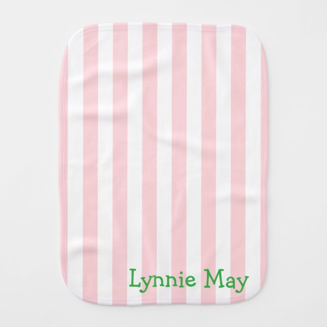 Burb Cloth Baby Stripe Pink & White  (Front)