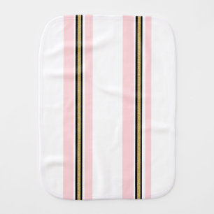 Burb Cloth Baby Stripe Pink & White Gold Black