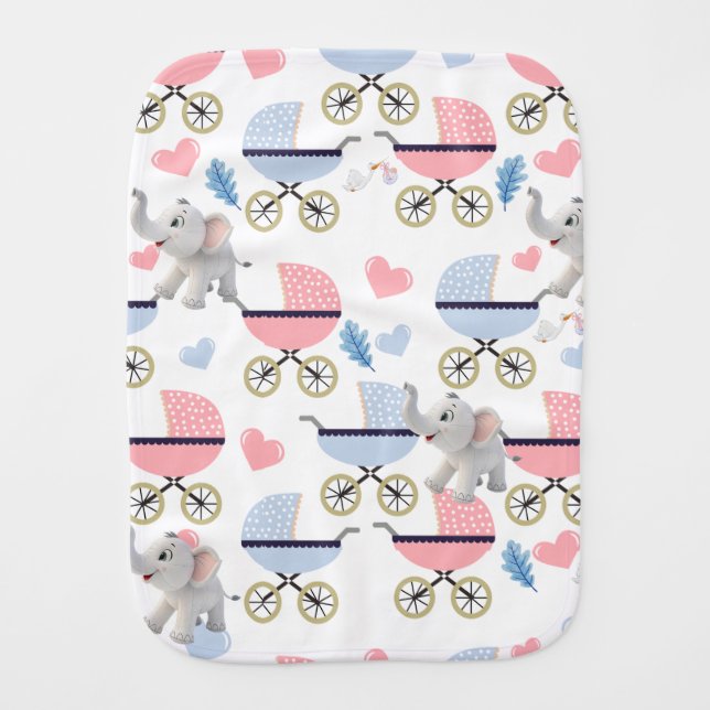 Burb Cloth Baby Stroller Stork Elephant (Front)