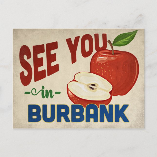 Burbank California Apple - Vintage Travel Postcard (Front)