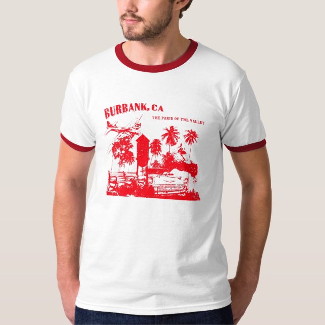 Burbank, Paris Of The Valley (red) T-Shirt (Front)