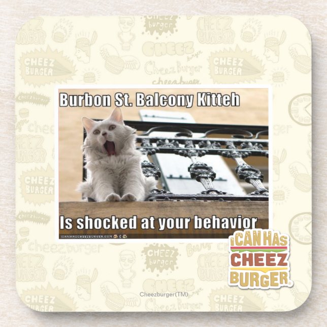 Burbon St. Balcony Kitteh Beverage Coaster (Front)