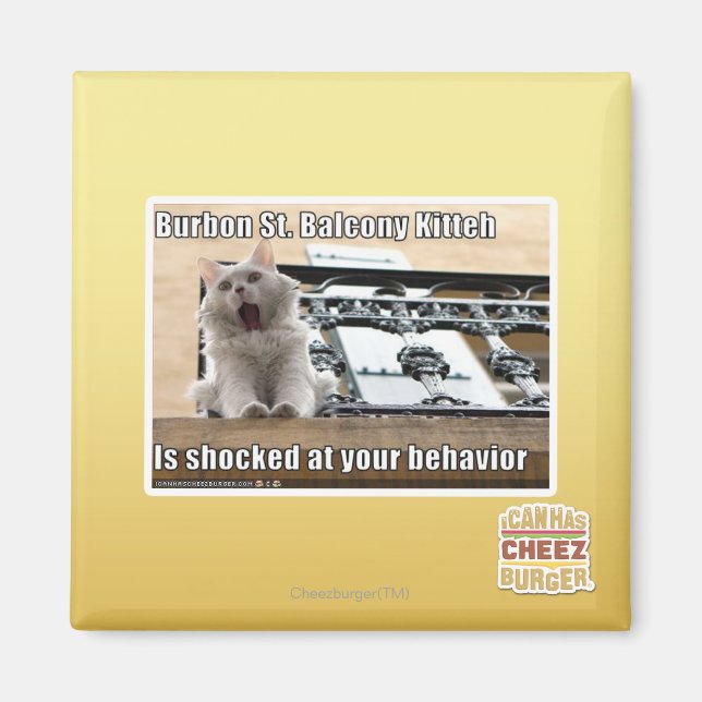Burbon St. Balcony Kitteh Magnet (Front)
