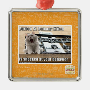 Burbon St. Balcony Kitteh Metal Ornament