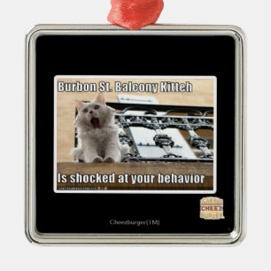 Burbon St. Balcony Kitteh Metal Ornament