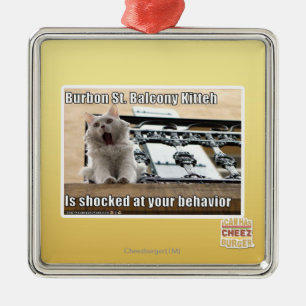 Burbon St. Balcony Kitteh Metal Ornament