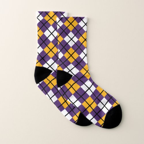 Burdock Purple Victory Gold and White Argyle Socks