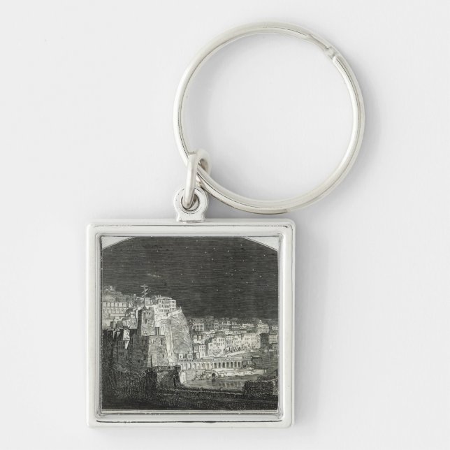 Burford's New Panorama of Naples by Moonlight Keychain (Front)