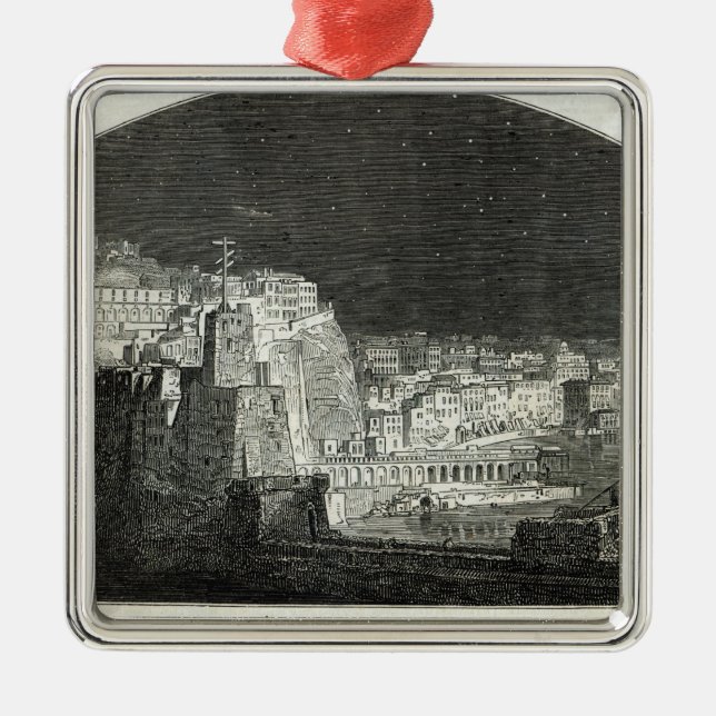 Burford's New Panorama of Naples by Moonlight Metal Ornament (Front)