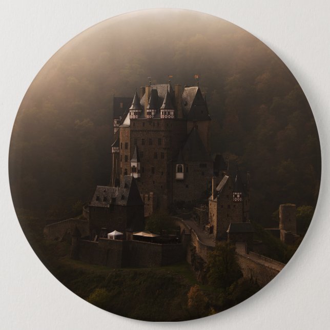 Burg Eltz castle in the morning fog Button (Front)