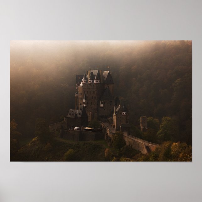 Burg Eltz castle in the morning fog Poster (Front)