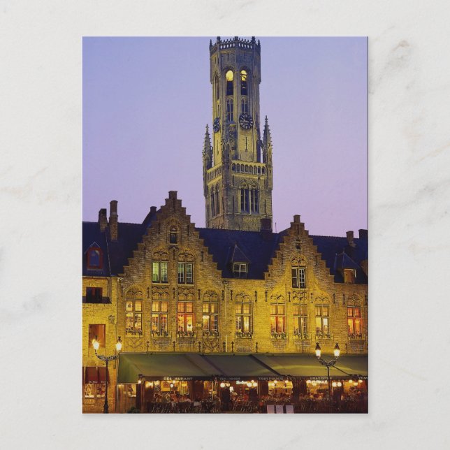 Burg Square and Belfry Tower, Bruges, Belgium Postcard (Front)