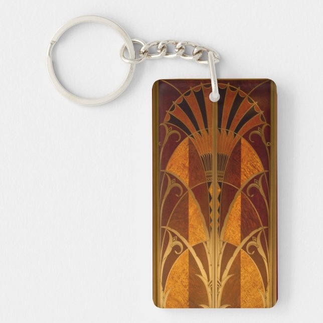 Burgandy and Gold Art Deco Keychain (Front)