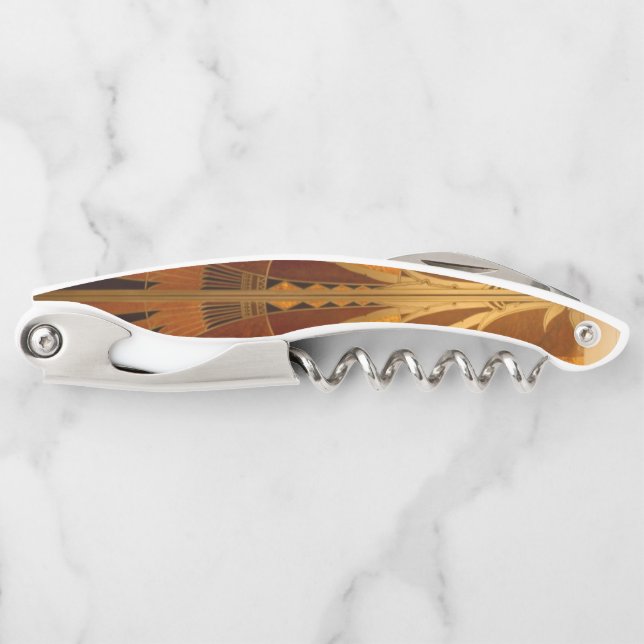 Burgandy and Gold Art Deco Waiter's Corkscrew (Front)