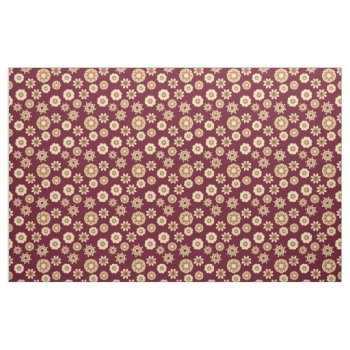 Burgandy And Gold Baroque Style Floral Pattern Fabric by FalconsEye at Zazzle