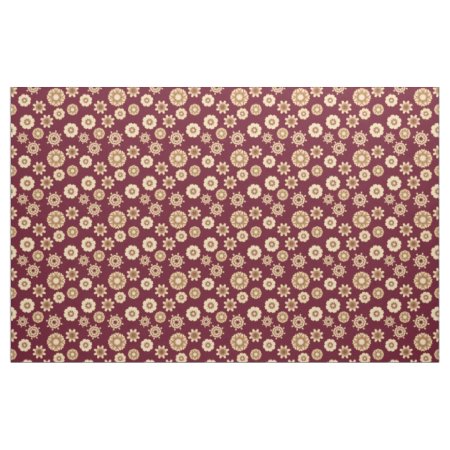 Burgandy And Gold Baroque Style Floral Pattern Fabric