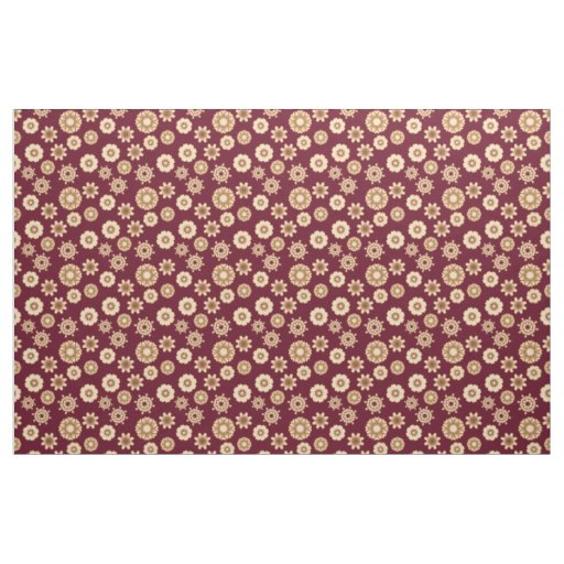 Burgandy and Gold Baroque Style Floral Pattern Fabric