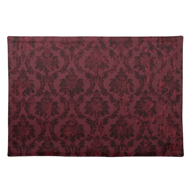 Burgandy Damask Cloth Placemat (Front)