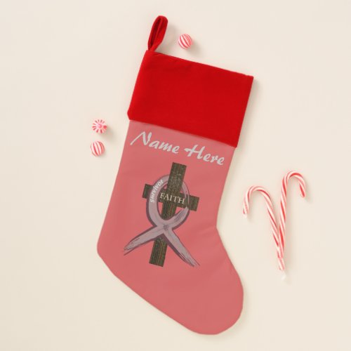 Burgandy  Maroon Cancer Awareness Ribbon Stocking