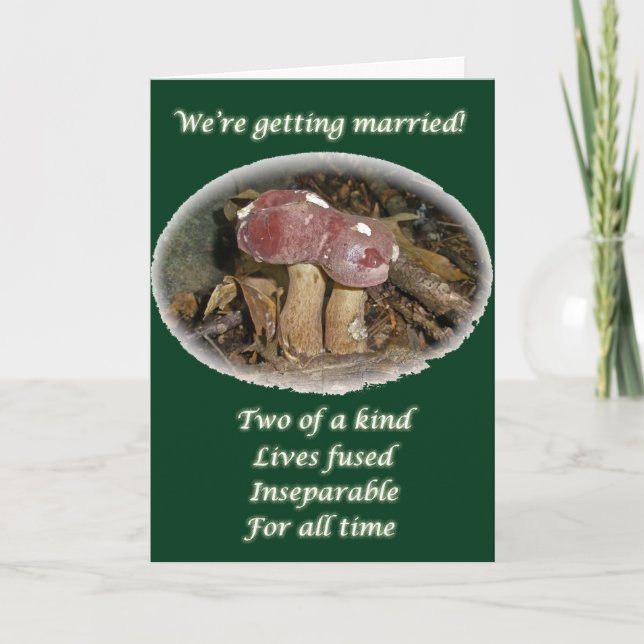 Burgandy Mushroom Getting Married Invitation (Front)