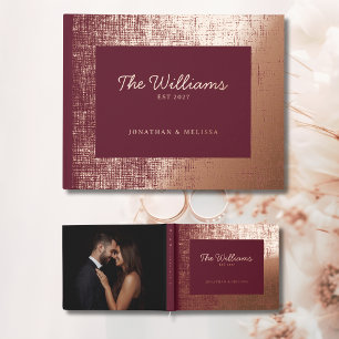 Burgandy Rose Gold Foil Guest Book Photo Guestbook
