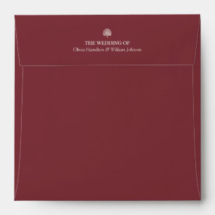 Burgandy Square Ivory Address Panel Envelope