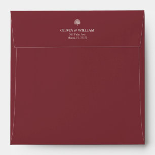 Burgandy Tropical Palm Square Wedding Envelope