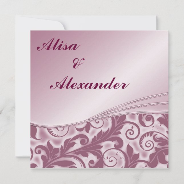 Burgandy Wedding invitations Announcements (Front)