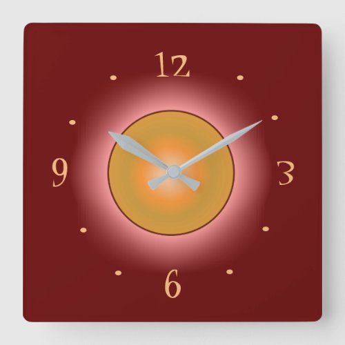 Burgandy with Bright RoseOrange Circle  Clocks