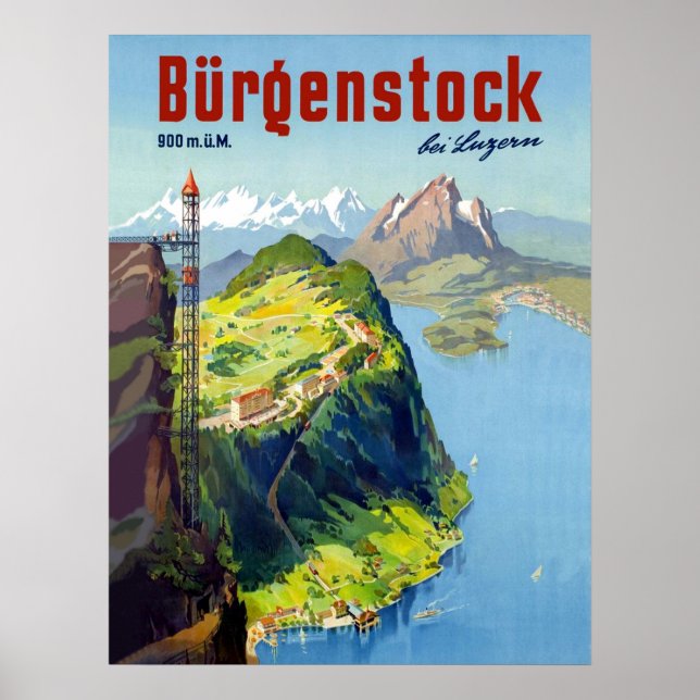 Burgenstock landscape, view point, Switzerland Poster (Front)