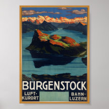 Bürgenstock Switzerland Vintage Travel Poster