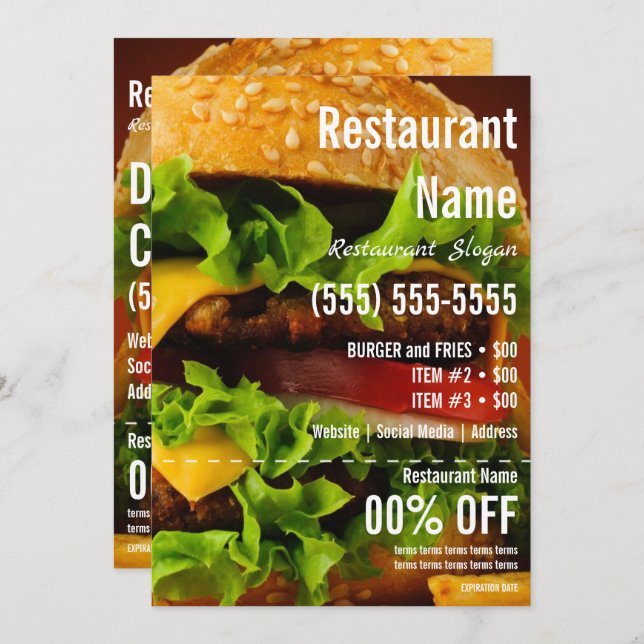 Burger 5x7 Flyer Invitation (Front/Back)