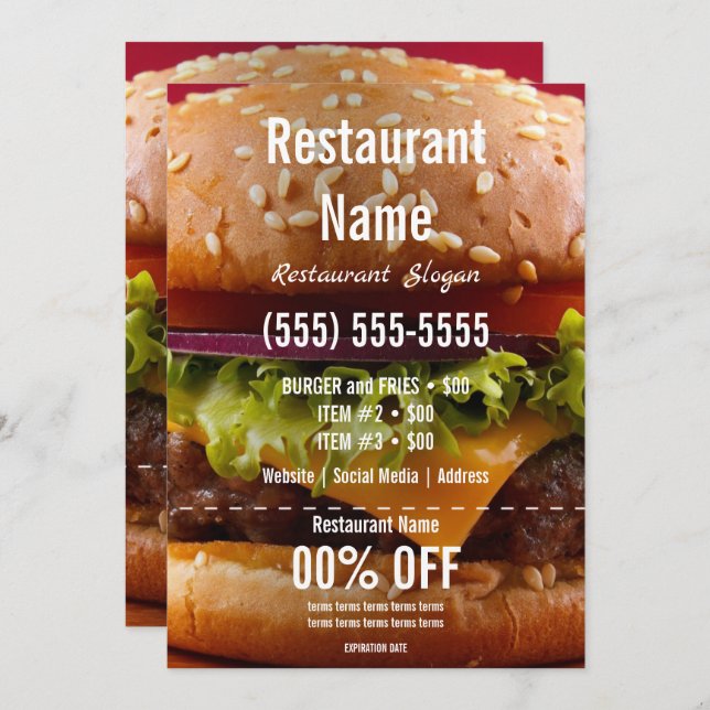 Burger 5x7 Flyer Invitation (Front/Back)