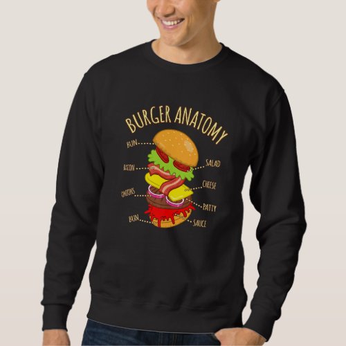 Burger Anatomy Cheeseburger Hamburger Food  Graphi Sweatshirt