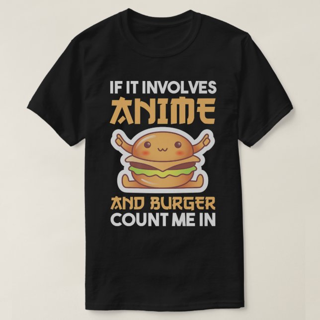 Burger and Anime Premium  T-Shirt (Design Front)