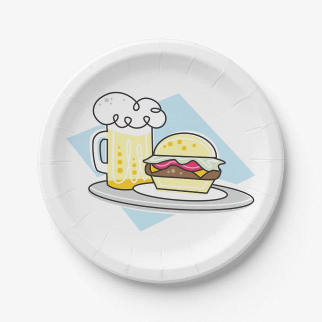 Burger And Beer Paper Plates (Front)