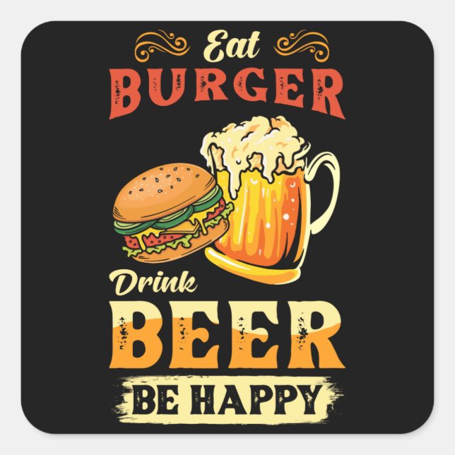 Burger And Beer Square Sticker (Front)