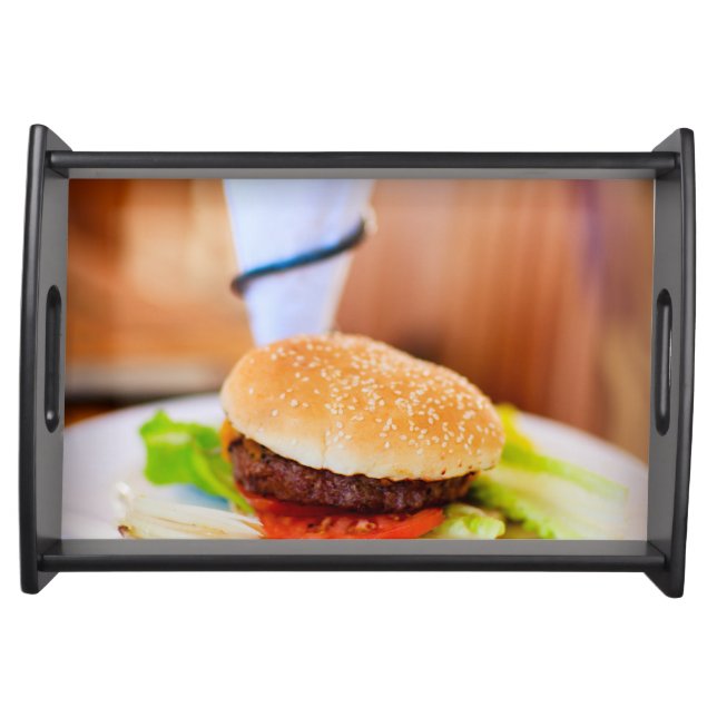 Burger and french fries serving tray (Front)