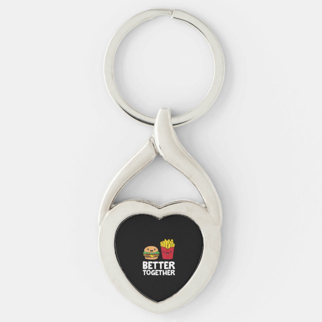 Burger And Fries Better Together Playful Graphic S Keychain (Front)