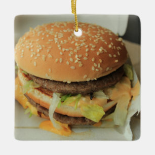 burger and fries ceramic ornament