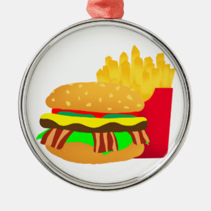 Burger and Fries Metal Ornament