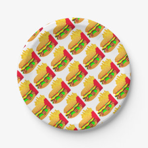 Burger and Fries Paper Plates