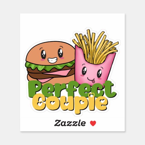 Burger and Fries Perfect Couple Kawaii Sticker