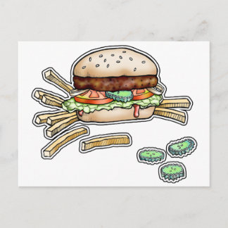 BURGER and FRIES POSTCARD